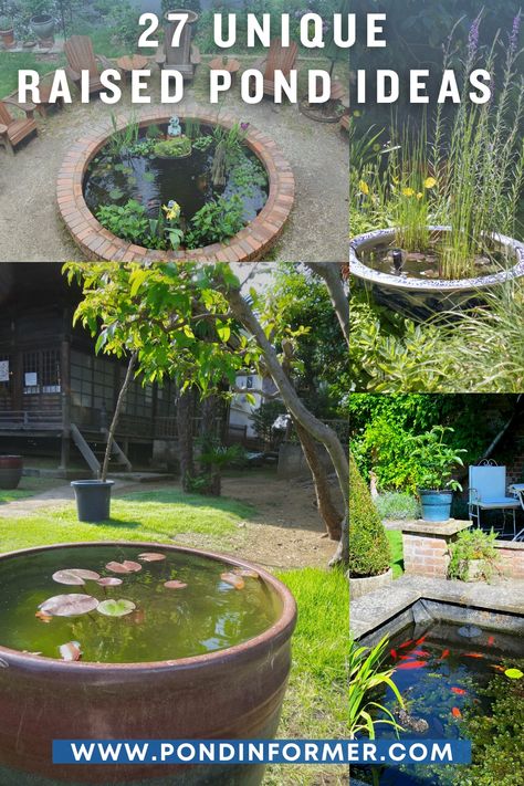 Tub Pond Ideas, Concrete Pond Ideas, Raised Ponds Ideas, Balcony Fish Pond Ideas, Square Pond Ideas, Small Above Ground Pond Ideas Diy, Cement Pond Ideas, Container Ponds Diy, Raised Bed Water Feature