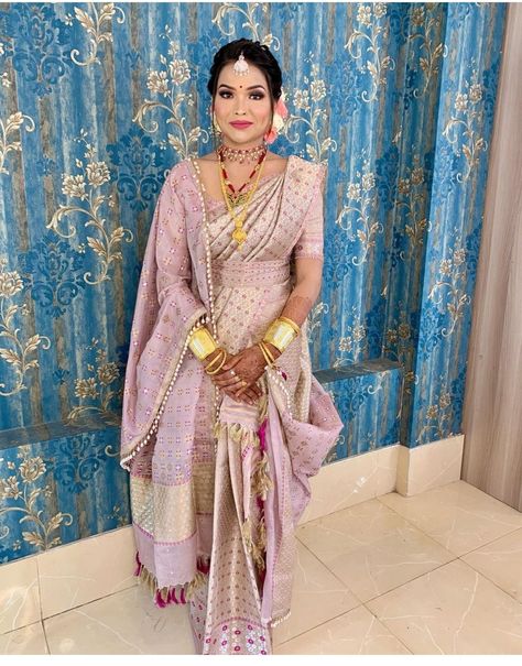 Assamese Wedding Dress, Assamese Outfit, Mekhela Chador Assamese, Assamese Bride, Assamese Culture, Royal Saree, Mekhela Sador, Assam Silk Saree, Mekhela Chador