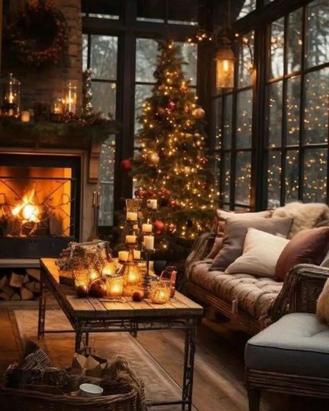 Christmas magic | 🎄🎅🏻🕯🤶🏻🎁🧑🏻‍🎄 #natale #alberodinatale #albero #joyeuxnoel #joytotheworld #jinglealltheway #jinglebells #jingles #santaclaus #sapin #sapinde… | Instagram Christmas Interior Decor Living Rooms, Christmas Aesthetic House, Christmas House Aesthetic, Cozy Christmas Living Room Apartment, Christmas Cabin Aesthetic, Cozy Cabin Christmas Decor, Vintage Christmas Aesthetic Cozy, Cozy Apartment Christmas, Rustic Christmas Aesthetic