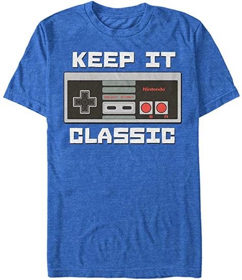 Amazon.com: Nintendo Men's Keep It Classic T-Shirt : Clothing, Shoes & Jewelry Mario Kart Game, Link Breath Of The Wild, Legend Of Zelda Link, T Shirt Label, Nintendo Console, Nintendo Classic, Original Nintendo, Shirt Label, Nintendo Nes