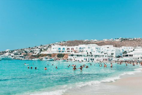 Mykonos Greece Aesthetic Beach, Greece Aesthetic Wallpaper Laptop, Macbook Backgrounds, Greece Wallpaper, Europe Beaches, Greece Landscape, Mykonos Beaches, Summer Dreaming, Greece Beach