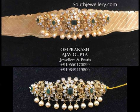 3 in 1 Vaddanam + Bajuband + Choker Vaddanam Designs, 22 Carat Gold Jewellery, Gold Haram, Waist Jewelry, Jewellery Bridal, Jewellery Wedding, Jewelry Designing, Gold Necklace Indian Bridal Jewelry, Pearl Necklace Designs