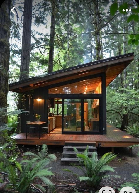 Small Modern Cabin, Small Chalet, Chalet House, Tiny House Exterior, Best Tiny House, Modern Tiny House, Tiny Cabin, Exterior Ideas, Tiny House Cabin