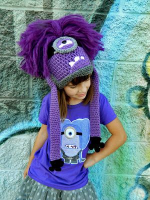 Purple Minion, Minion Crochet Hat, Minion Hat, Purple Minions, Minion Hats, Minion Crochet, The Minions, Crazy Hats, Crochet Knit Hat