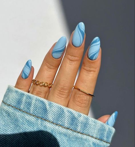 Pastel Blue Nails Almond, Simple Nails Pastel, Simple Baby Blue Nails, Nail Ideas Beach, Blue Simple Nails, Cute Simple Nail Ideas, Vacation Nail Ideas, Beauty Hacks Nails, Hello Nails