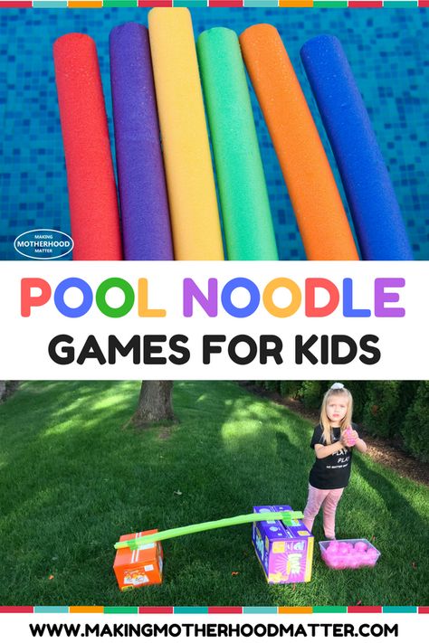 Discover three super fun and simple pool noodle games that will make your kids smile. With just a few materials, you can keep your kids busy making memories with the pool noodle ideas and activities. Click the link for tons of summer fun for kids, plus, a free printable. #summer #poolnoodle #summerfun #games #preschool #toddler #kids Via @PlayLearnConnect Pool Noodle Ideas, Noodle Games, Pool Noodle Games, Noodle Ideas, Games Preschool, Field Day Games, Noodles Ideas, Toddler Games, Simple Pool