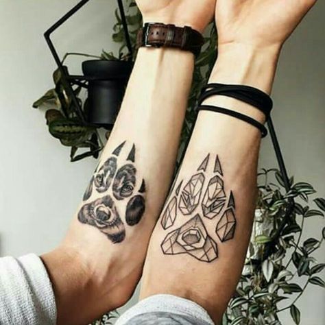 Credit to instagram : @inkgrams #wolf #wolftattoo #wolves #wolfpawtattoo #paw #geometric #geometrictattoo #blackandgrey #blackandgreytattoo | May 4th 2018 | 526095 Couples Wolf Tattoos, Wanted Tattoo, Wolf Paw Tattoos, Simple Wolf Tattoo, Infinity Tattoos For Couples, Bear Paw Tattoos, Boss Tattoo, Infinity Couple Tattoos, Tattoos For Couples