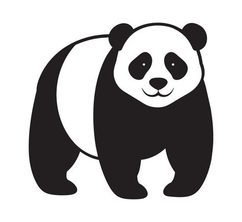 Panda Outline, Panda Stencil, Panda Silhouette, Panda Black And White, Black And White Logo, Black And White Logos, Technology Icon, Card Banner, Poster Invitation