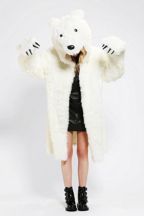 I love polar bears but this is a bit much, however it did make me laugh. Polar Bear Coat Costume - Urban Outfitters Polar Bear Costume, White Polar Bear, Bear Coat, Bear Costume, Diy Couture, Fancy Dress Costumes, Steam Punk, Diy Costumes, Sweater Weather