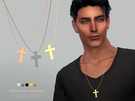 Created by sugar owl! Male Necklaces, Cross Neckless, Boys Cross Necklace, Accessories Male, Male Necklace, Cross Accessories, Sims 4 Tattoos, Mens Cross Necklace, Tumblr Sims 4