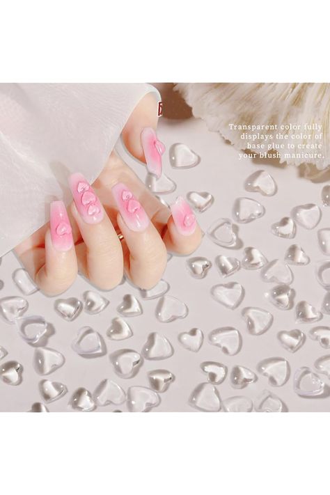 200PCS Transparent Heart Nail Charms 3D Resin Love Hearts Nail Art Rhinestones Mixed Size Valentineâ€™s Day Heart Nail Art Decorations Kawaii Charms for Nails Beads Jewelry for Manicure Nail Accessories Nails With 3d Hearts, Hearts Nail Art, Charms For Nails, Transparent Heart, Kawaii Charms, Clear Heart, Heart Nail, Heart Nail Art, 3d Heart