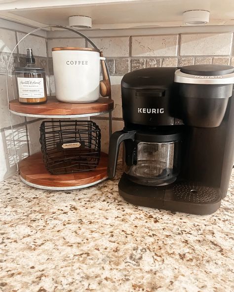 ☕️ #coffeebar #earlymornings #keurig #LTKBacktoSchool Follow my shop @corrynwilson on the @shop.LTK app to shop this post and get my exclusive app-only content! #liketkit #LTKHome #LTKFindsUnder50 @shop.ltk https://liketk.it/4P5VL Coffee Maker On Counter Ideas, Counter Ideas, Farmhouse Coffee Bar, Coffee Bar Design, Keurig Coffee, Home Coffee Bar, Coffee Bar Home, Small Space Diy, Apartment Life