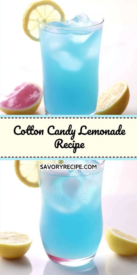 Looking for a refreshing beverage that adds a touch of nostalgia? This Cotton Candy Lemonade Recipe brings the carnival vibes right to your home. Enjoy the perfect blend of flavors and colors, and don’t forget to save this candy-inspired drink for your next sunny day! Cotton Candy Lemonade Recipe, Food Things To Make, Candy Syrup, Cotton Candy Recipe, Cotton Candy Drinks, Flavored Water Drinks, Flavored Lemonade, Nostalgic Summer, Flavored Water Recipes