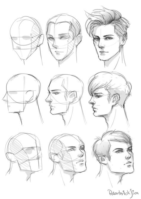 Face Atonomy Drawing, Male Face Reference Drawing Angles, Front Facing Head Reference, Face Shape Guide Drawing Realistic, Oblique Right Face Drawing, Face Anatomy Drawing Step By Step, Mens Face Drawing, How To Shadow Drawing, How To Draw Masculine Faces