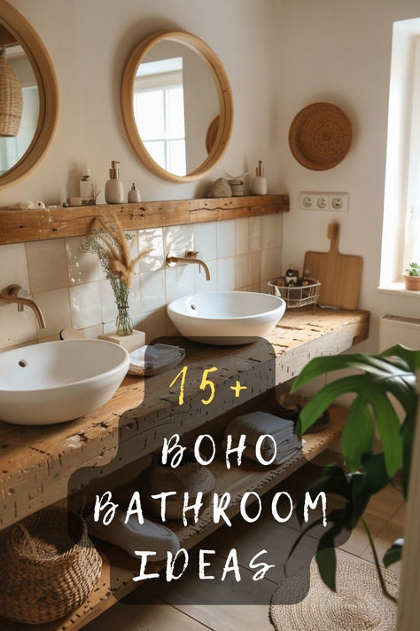 Ready to give your bathroom a boho makeover? Check out these 15 boho bathroom ideas that will help you create a cozy and eclectic space. From vibrant patterns to natural elements, click to discover more! 🌿🛁 #BohoInspo #BathroomDesign #HomeDecor #InteriorStyle #BohoChic