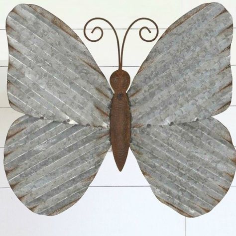 Corrugated Metal Butterfly Wall Decor Fun Garden Decor, Tin Flowers, Butterfly Wall Decor, Metal Yard Art, Metal Garden Art, Corrugated Metal, Junk Art, Tin Art, Metal Projects