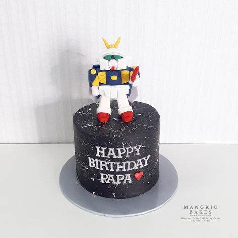 Gundam Cake, Happy Birthday Papa, Black Cake, Birthday Cakes, Gundam, Birthday Cake, Happy Birthday, Baking, Cake