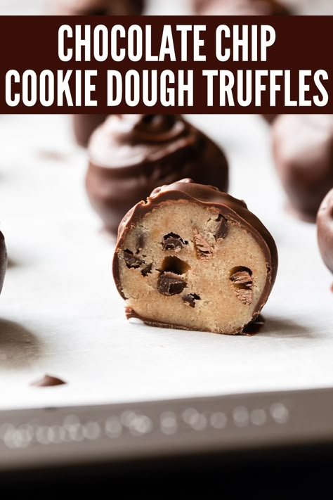 Chocolate Chip Cookie Dough Truffles, Buttery Cookie, Eggless Chocolate Chip Cookies, Truffle Recipes, Make Chocolate Chip Cookies, Cookie Dough Truffles, Raw Cookie Dough, Easy Chocolate Chip Cookies, Homemade Candy