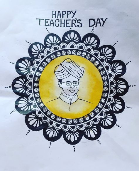 Mandala art Teacher Day Mandala Art, Teachers Day Drawing, Sarvepalli Radhakrishnan, Mandala Arts, Pencil Drawing Images, Pencil Creative, Easy Mandala, Easy Mandala Drawing, Pencil Sketch Drawing