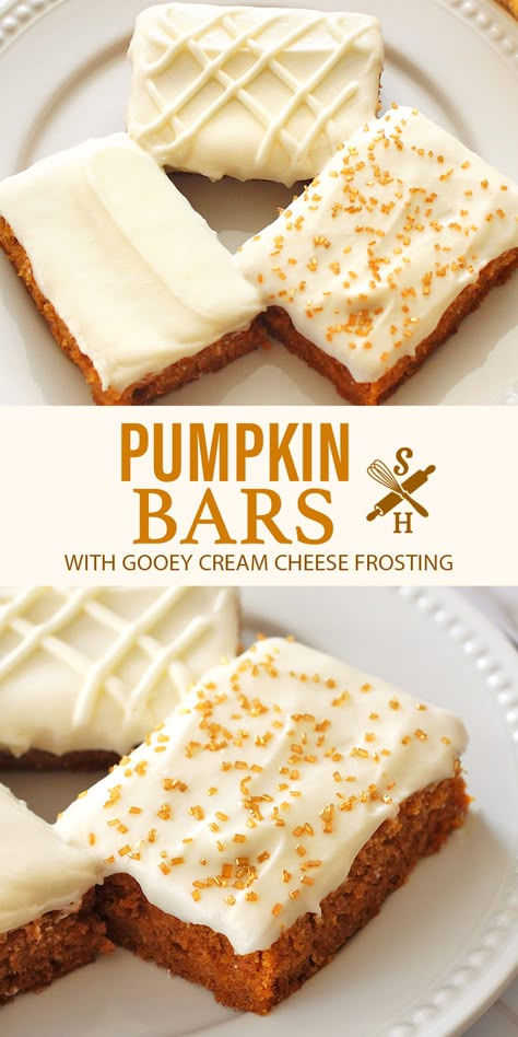 Moist Pumpkin Bars, Apple Crisp Recipe, Fall Baking Recipes, Pumpkin Bars, Pumpkin Recipes Dessert, Pumpkin Everything, Crisp Recipe, Thanksgiving Desserts, Fall Food