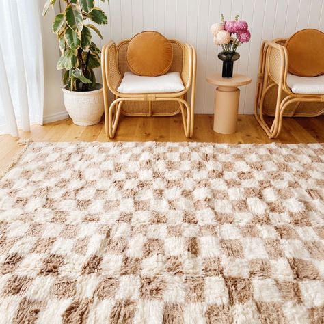 Ilyaz Ivory Taupe Checkered Soft Moroccan Area Wool Rug - Lustere Living Statement Rug, Beni Rugs, Checkered Rug, Artisan Rugs, Soft Beige, Berber Carpet, Carpet Flooring, Beni Ourain, Moroccan Rug