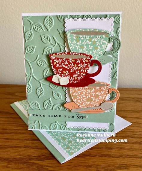 Time for Tea and CASEing Coast to Coast - Heartfelt Stamping Celebrate Everything Dsp, Coffee Themed Cards, Tea Boutique, Tea Cup Card, Good Wednesday, Time For Tea, Coffee Cards, My Turn, Sketch Challenge