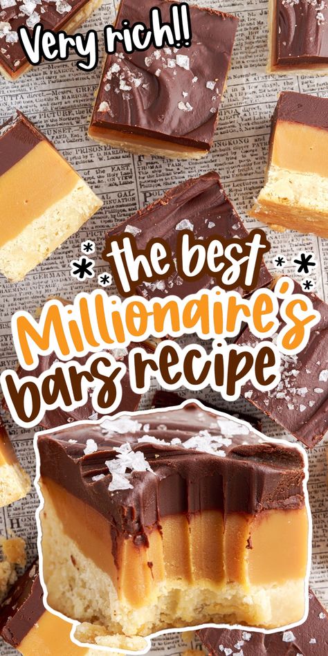 Millionaire Bars Millionaires Bar Recipe, Millionaire Cornflake Bars, Millionaire Cookie Bars, Millionaire Bars, Homemade Twix Bars, Shortbread Cookie Crust, Caramel Ingredients, Gooey Bars, Shortbread Bars