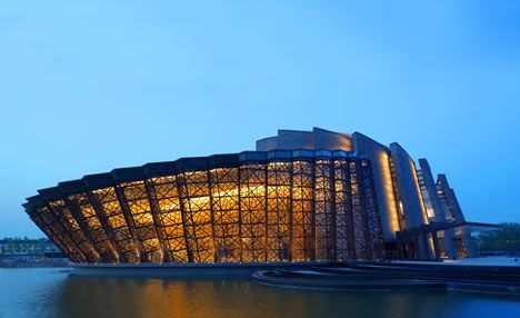 Wuzhen Theatre by Artech Architects Architectural Buildings, Modern Theatre, Night Views, World Architecture Festival, Tourism Development, Amazing Buildings, Chinese Architecture, Unique Architecture, Building Structure