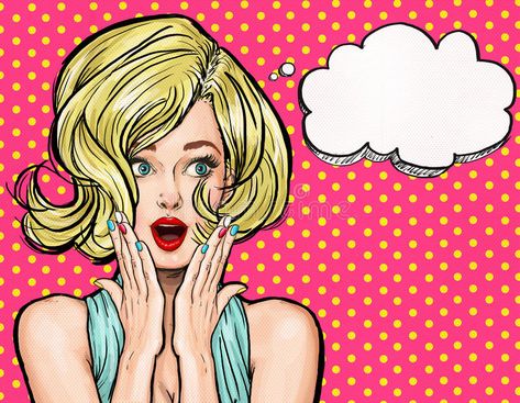 Pop Art illustration, surprised girl. Movie star. Comic woman. vector illustration Ragazza Pop Art, Comic Woman, Pop Art Lips, Illustration Art Nouveau, Pop Art Women, Pop Art Girl, Vintage Advertising Posters, Pop Art Illustration, Pop Art Comic