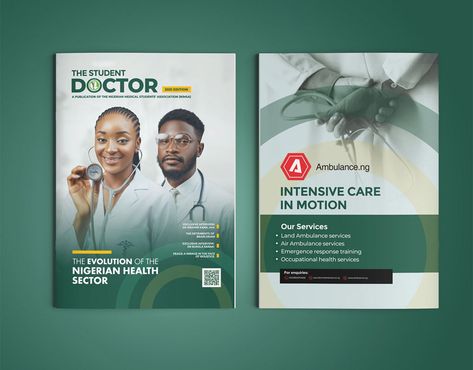 Publication designs, magazines, Editorial designs on Behance Booklets Design Creative, Student Magazine Design, Medical Magazine Cover Design, Medical Book Cover Design, Medical Magazine Design, Magazine Cover Design Ideas, Magazine Layout Design Cover, Behance Template, Creative Magazine Cover