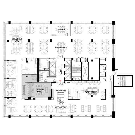 Gallery of Hall & Partners, Branding Research Agency / Fabrica 718 + Corey Yurkovich - 21 Incubation Centre Design, Service Core Plan Architecture, Core Plan Architecture, Building Core Plan, Modern Office Layout Plan, Office Building Layout, Bank Architecture, Office Building Plans, Office Layout Plan