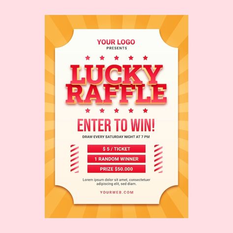 Raffle Ticket Flyer Ideas, Raffle Ticket Sign Ideas, Raffle Poster Ideas, Raffle Sign Ideas, Raffle Flyer, Raffle Tickets Template, Snapchat Streaks, Valentines Day Poster, Vector Gradient