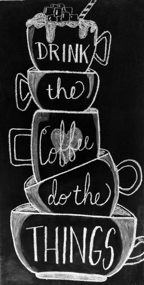 Coffee Cup Chalkboard Art, Restaurant Chalk Sign Ideas, Board Chalk Design, Chalkboard Art Coffee Shop, Work Chalkboard Ideas, Coffee Chalk Art, Chalkboard Kitchen Ideas, Kitchen Chalkboard Art, Coffee Shop Chalkboard Art