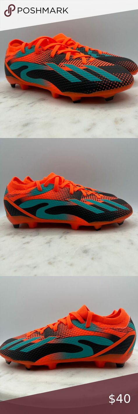 Adidas Kids Soccer Cleats Orange Teal Black Athletic Football Boots Size 3.5Y