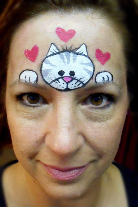 White/Grey Kitty- Smiley Faces by Jo Cat Face Paint Easy, Cat Face Paint, Face Paint Easy, Kitty Face Paint, Animal Face Paintings, Cheek Art, Girl Face Painting, Paint Easy, Festival Face