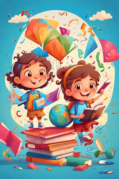 World Education Day, Family Comic, Resume Maker, World Book Day, Happy Children's Day, Book Day, Cartoon World, Business Card Maker, Flyer Maker