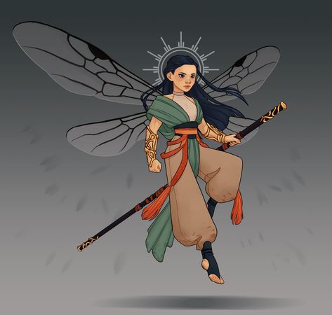 Dnd Fairy Oc, Fairy Superhero, Feywild Outfits, Pixie Hollow Oc, Fairy Barbarian, Fey Dragon, D&d Fairy, Fairy Hunter, Fairy Warrior