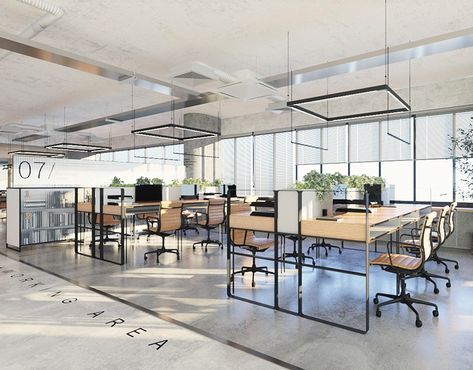 Electric Office Design, Minimalist Office Design Interiors, Japanese Office Design Interiors, Open Workstation Office, Admin Office Design, Open Workspace Office, Minimalistic Office Design, Minimalist Office Interior Design, Japanese Office Design