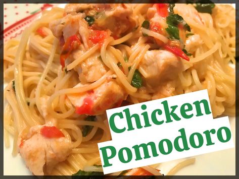 Chicken pomodoro is a quick and easy chicken pasta dish with an Italian flavor and a kick of heat. It's the perfect antidote for a bored palate. Chicken Pomodoro Pasta, Chicken Pomodoro Recipes, Easy Chicken Pasta Dishes, Chicken Pomodoro, Chicken Pasta Dish, Pomodoro Recipe, Fowl Recipes, Pasta Pomodoro, Chicken Pasta Dishes