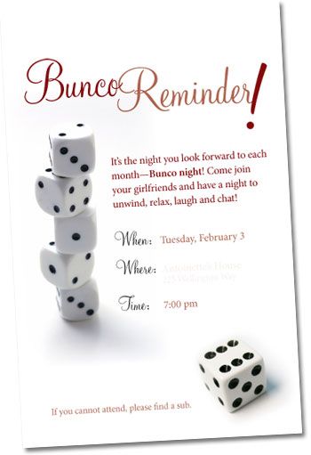 Bunco invite Bunko Invitation Bunco Party, Bunco Invitations, Bunko Themes, Valentines Bunco, Bunco Party Themes, Games For Ladies Night, Bunco Food, Bunco Dice, Bunco Ideas