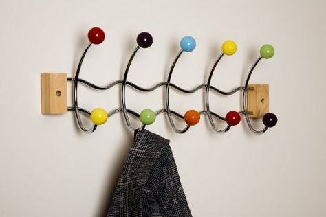 Delux Wall-mounted Hook/Coat Hanger-10 hooks.Chrome finish frame & Multi-color ceramic balls., http://www.amazon.co.uk/dp/B007VM9G2S/ref=cm_sw_r_pi_awdl_O.GEub00AQ548 Rainbow Coat, Classical Furniture, Wall Mounted Coat Rack, Coat Hanger, Coat Hooks, Nursery Bedding, Diy Storage, Coat Rack, Chrome Finish