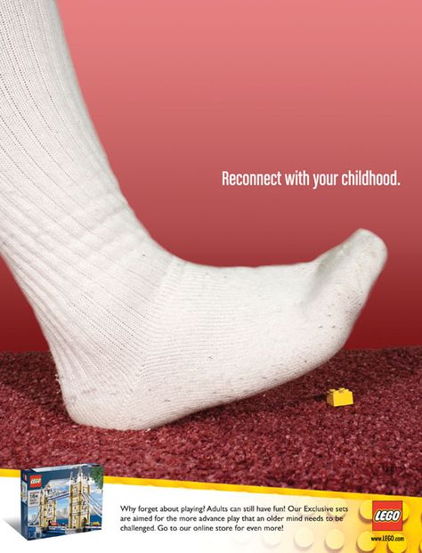 Lego ad - we've all been there Best Marketing Campaigns, Lego Poster, Lego Challenge, Creative Banners, Marketing Poster, Poster Photography, Creative Advertising Design, Lego Creative, Publicidad Creativa