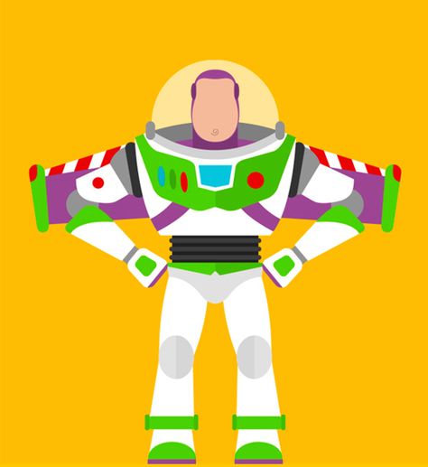 Eye-Catching Posters Of Iconic Movie Characters Illustrated In A Flat Style - Buzz Lightyear Toys Story Cake, Fantasias Toy Story, Disney Minimalist, Dibujos Toy Story, Iconic Movie Characters, Toy Story Costumes, Toy Story Movie, Toy Story Theme, Disney Paintings