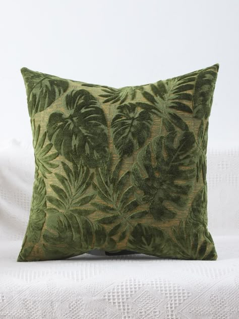 Leaf Jacquard Cushion Cover Without Filler Green Throw, Leaves Pillow, Green Pillows, Sofa Home, Dream House Decor, Decorative Pillow Cases, Apartment Ideas, Google Shopping, Decorative Pillow Covers