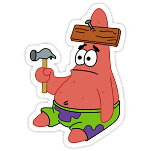 Sticker Patrick with wood on head from SpongeBob SquarePants. #Sticker #cartoon #Patrick #SpongeBob #SquarePants #wood #Plank #hammer Snapchat Stickers, Stickers Cool, Tumblr Stickers, Stickers Kawaii, Patrick Star, Hydroflask Stickers, Phone Stickers, Meme Stickers, Sponge Bob