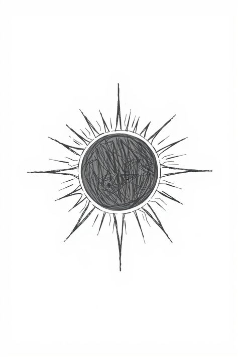 Check Out This Solar Eclipse Doodle Drawing & 12+ Other Solar Eclipse Drawing Ideas! #drawinginspiration #drawingideas Cool Sun Drawings, How To Draw Sun, Solar Eclipse Drawing, Sun Drawing Design, Eclipse Drawing, Sun Drawings, American Flag Drawing, Eclipse Art, Coral Drawing