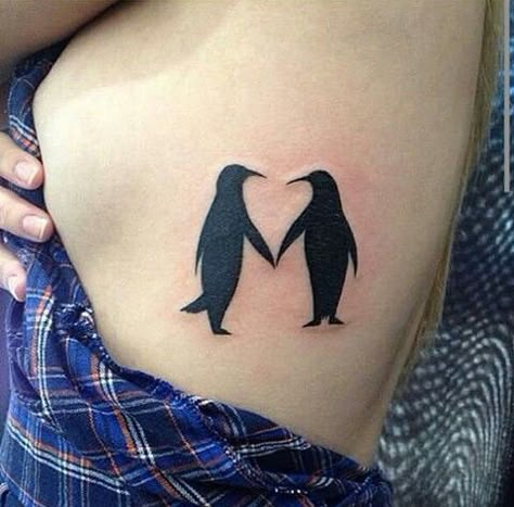 Chest Tattoos For Guys, Penguin Tattoos, Kiss Tattoos, Penguin Images, Couple Tattoo Ideas, Penguin Tattoo, Couple Tattoos Unique, Cool Chest Tattoos, Couple Tattoo