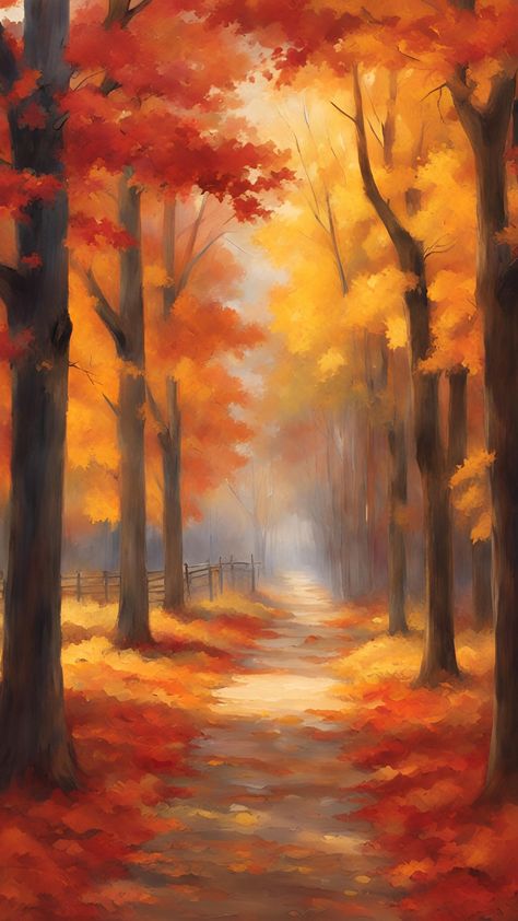 Fall Tree Painting Acrylic Easy, Fall Landscape Drawing, Painting Ideas Autumn, Autumn Scenery Drawing, Autumn Painting Ideas Easy, Autumn Art Painting, Autumn Drawing Ideas, November Painting, Black Wallpapers Tumblr