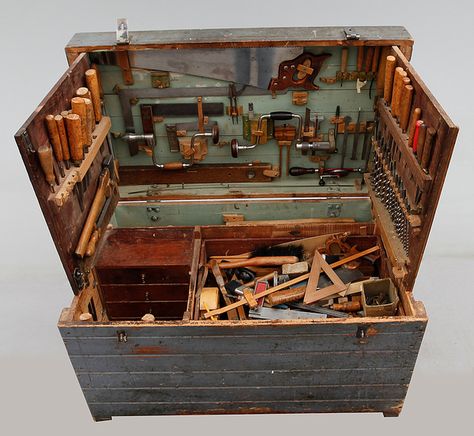 Wood Tool Chest, Wooden Tool Box, Wood Tool Box, Wooden Tool Boxes, Antique Woodworking Tools, Woodworking Magazine, Antique Tools, Woodworking Hand Tools, Popular Woodworking