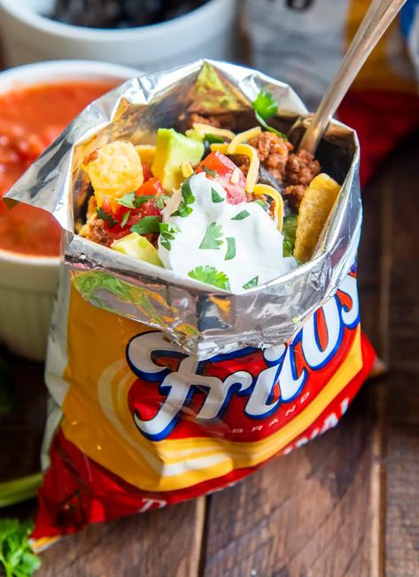 Walking Tacos (Taco Salad in a bag) – Like Mother, Like Daughter Salad In A Bag, Salad Bag, Field Meals, Quick Dinner Options, Walking Tacos, Like Mother Like Daughter, Tailgate Food, Party Dishes, Taco Night